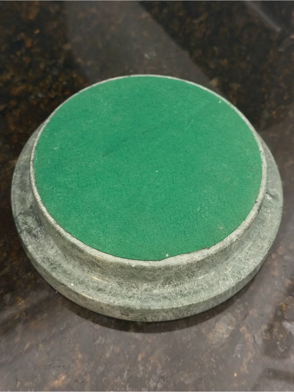 Vintage Green Marble Felt-Lined Catchall Bowl